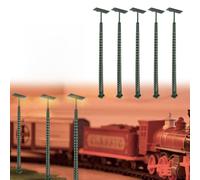 CashMuch 5pcs Pre-wired Style LED Mast Lights for HO Scale Trains - 3V Model Building Lamps with 12V Resistors for Railway Scenery and N Gauge