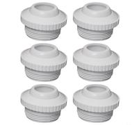CashMuch 6-Pack Pool Spa Return for Hayward SP1419E 1 Inch Open Water Flow Fitting with Bull's Eye Nozzle White Plastic Garden Equipment