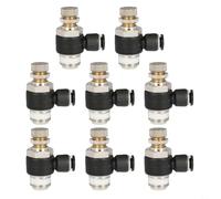 CashMuch 8Pcs Brass Air Flow Control Valve Connectors, Pneumatic Push-in Fittings with Male Thread for Garden Watering Equipment, Black Hose Clamps and Fittings 6mm Tube(6mm Pipe X G3/8 Thread)