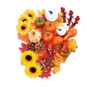CashMuch 96pcs Fall Home Decor Collection with Artificial Pumpkins Maple Leaves Pine Cones and Berry Stems for Thanksgiving and Autumn Events