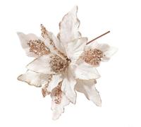 CashMuch Artificial Christmas Cloth Flowers Decorations Christmas Glitter Flowers 20cm x 28cm Festive Home Decor for Tree Wreath Centerpiece Display(White)