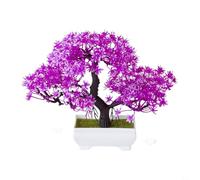 CashMuch Artificial Pine Tree Potted Plant 25X18 Cm Plastic Bonsai For Home Office Retail Display, Vibrant Colour Options Low Maintenance Garden Décor Mimics Real Plants (Red Lotus)