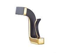 CashMuch Basin Taps Mixer Waterfall Spout Bathroom Sink Tap Mixers Hot and Cold Brass Faucet with Widened Handle, for Contemporary Washroom Sink 32-40mm(Black + Gold)