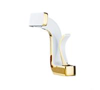 CashMuch Basin Taps Mixer Waterfall Spout Bathroom Sink Tap Mixers Hot and Cold Brass Faucet with Widened Handle, for Contemporary Washroom Sink 32-40mm(White + Gold)