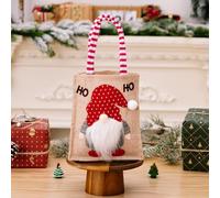 CashMuch Christmas Burlap Tote Bag for Children, Rudolph Decoration Gift Carrier, Holiday Season Present Bag, Linen Gift Sack, 18x16cm
