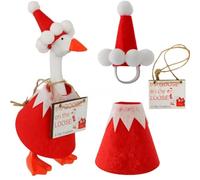 CashMuch Christmas Porch Goose Costume Set with Reindeer Santa Hat Party Decor for 7 Inch