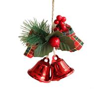 CashMuch Christmas Tree Hanging Ornament, Red Jingle Bell with Bowknot Rope, Metal Festive Decoration for Wreaths Garlands Door Holiday Scene(B)