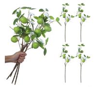 CashMuch Decorative Artificial Lemon Branches, 52cm Fake Fruit Plant with Leaves for Home Office Wall Decor, Photography Backdrop, Green Yellow, 4 Pack(A)