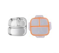 CashMuch Dishwasher Safe Steel Lunch Box 750ml 3 Tray(White ONE) | 3 sealed sections, keeps food fresh, prevents mixing, for ideal for fruits and sandwiches, easy clean steel