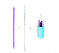 CashMuch Drinking Silicone Straws Reusable Folding Portable Outdoor with Cleaning Brush and Box for Juice Cocktail Coffee