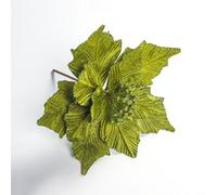 CashMuch Festive 28cm Poinsettia Glitter Flower Ornament, Hanging Christmas Decoration for Tree, Wreaths, Rattan and Seasonal Home Party Décor(Green)