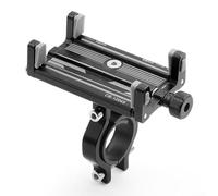 CashMuch Mobile Phone Holder Bicycle Mount Aluminium 360 Degree Rotatable Shock Absorption Secure Clamp for Handlebars 22.2-31.8mm(Stem black)