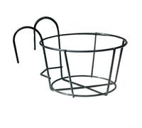 CashMuch Outdoor Balcony and Garden Hanging Plant Stands, 3 Black Iron Railing Flower Pot Holders with Stylish Round Design