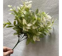 CashMuch Realistic Artificial Herb Leaves Green Foliage Decoration Fake Plant Leaves for Home Decor Wedding Party Floral Craft Arrangements(White and green)