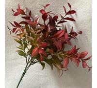 CashMuch Realistic Artificial Herb Leaves Green Foliage Decoration Fake Plant Leaves for Home Decor Wedding Party Floral Craft Arrangements(Red)