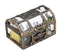 CashMuch Retro Transparent Plastic Pirate Treasure Storage Box Organizer For Crystal Gems And Jewellery With Vintage Chest Design, 10.5 X 8 X 6.5 Cm