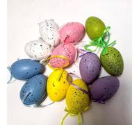 CashMuch Spotted Plastic Easter Eggs 6cm 12 Pack Hanging