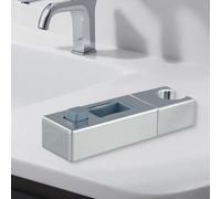 CashMuch Square Tube Chrome Shower Rail Head Slider Bar Holder Adjustable Bracket Nail Free Fixed Rack Bathroom Handheld Shower Stand