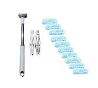 CashMuch Washable Cobweb Duster Kit With Extension Pole, Flexible Microfiber Head For High Ceilings And Tight Corners, Telescopic Cleaning Tool Up To 180Cm, Stainless Steel, Blue(B)