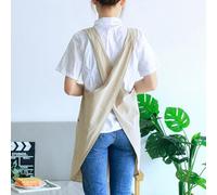 CashMuch Women'S Cotton Linen Apron With Cross Back Strap For Baking, Painting, Gardening And Housework - Kitchen & Craft Workwr For Artists, Flori