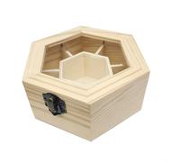 CashMuch Wooden Hexagonal Storage Box with 7 Compartments for Desktop Organization and Keepsakes