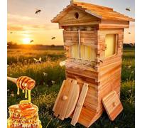 Cashwise Auto Flow Bee Hive Starter Kit, Complete Beekeeping Supplies with Self-Flowing Honey Frames, Wooden Beehive Boxes with Observation Window, Easy Automatic Harvesting