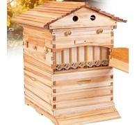 Cashwise Auto Flow Beehive Starter Kit with 7 Flow Frames, Observation Window, Wooden Bee Hive Box for Beginner Beekeeping and Backyard Honey Harvesting Natural Wood Color