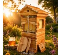Cashwise Self-Flowing Beehive Starter Kit, Automatic Wooden Bee Hives Box with Observation Window & Honey Spout, Complete Bee Keeping Starter Kit for Beginners, Backyard Beekeeping