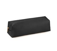 casicial Leather Pencil Case, Pen Pouch Bag with Metallic Zipper, Pocket Size Zippered Cosmetic Storage Pouch for Girls, Boys, Students, College, Middle Schools, PU Leather, Black, 1 Pieces