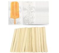 Casiler 1 Set Popsicle Sticks with Popsicle Bag Set Ice Bag Disposable Plastic Popsicle Bag Transparent Ice Popsicle Bag