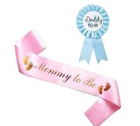 Casiler 2pcs Baby Shower Decorations Mummy to Be Belt Daddy to Be Badge Boy Girl Supplies Baby Shower Gender Reveal