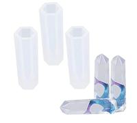 Casiler 3pcs Crystal Silicone Molds Point Jewelry Pendant Silicone Mould for Diy Resin Flower Artificial Healing Crystal