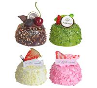 Casiler 4pcs Artificial Cake Prop Mini Chocolate Cake Model Simulation Realistic Cupcake Bread Dessert Fake Food Model for Home Kitchen Party Decor