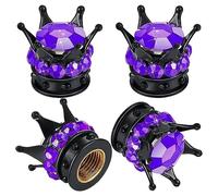 Casiler 4pcs Car Wheel Tire Handmade Handmade Crown Crystal Rhinestone Auto Stem Air Caps Cover Car Accessories