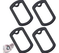 Casiler 4pcs Military Style Dog Tag Silicone Dog Tag Black Rubber Protective Cover for Noise Reduction