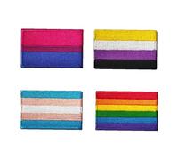 Casiler 4pcs Rainbow Flag Embroidered Patch Pride Gay Lgbt Applique for Clothes Hat Military Emblem with Hook and Loop