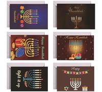 Casiler 6pcs Hanukkah Cards, Chanukah Greeting Note Card with Envelopes Happy Hanukkah Greeting Cards for Party Decoration