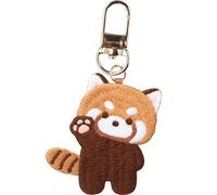 Casiler Cute Raccoon Keychain Embroidery Red Panda Keychain Kawaii Animal Backpack Pendant Red Panda Bag Charm Car Keyring Key Pendant