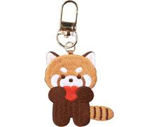 Casiler Cute Raccoon Keychain Embroidery Red Panda Keychain Kawaii Animal Backpack Pendant Red Panda Bag Charm Car Keyring Key Pendant