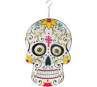 Casiler Halloween Skull Wind Chimes Day of the Dead Decor Unique Metal Spinners Outdoor Hanging Chime Pendant for Home Garden Patio Unique Halloween Decoration