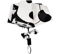Casiler Ladies' Cute Umbrella Panda Three Fold Windproof Travel Umbrella Black Coating Sunscreen Umbrella Sunshade Umbrella