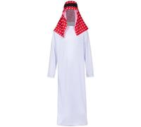 Casiler Men's Arabian Sheikh Fancy Dress Long Tunic with Headdress Saudi Dress Up Outfit Arab Sheik One Size Costume