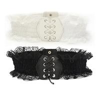 Casiler Pu Leather Waist Belt Lace Slim Belt Lace-up Elastic Belt for Women Gothic Decorative Halloween Costume