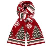 Casiler Red Christmas Theme Winter Knitted Couple Scarf - Xmas Tree Reindeer Deer Warm Wool Scarf for Women Girl