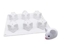 Casiler Silicone Fondant Mold 6-cavity Mouse Shaped Mold Non-stick Chocolate Mousse Pudding Ice Tray Mold Easy to Demold Baking Mold