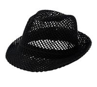 Casiler Unisex Summer Panama Hat Breathable Mesh Design Cotton-polyester Material Compact Brim Jazz Cap Fedora for Outdoor