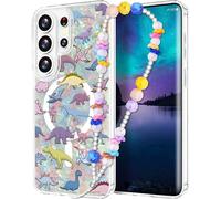 Casililor For Samsung Galaxy S26 Ultra Case Compatible with MagSafe Protective Glitter Cute Cover for Women Girls Unique Aesthetic Design with Phone Lanyard Strap Charm, Lovely Dinosaur