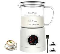 Casimhu 4-in-1 Milk Frother, Electric Milk Frother and Steamer with LED Touch Screen, Ceramic Lining Bottom, Milk Warmer 13.52oz for Lattes, Cappuccinos, and Macchiatos at Home, White