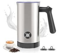 Casimhu Stainless Steel 4-in-1 Electric Milk Frother, Milk Frother and Steamer, 10.6oz Large Capacity, Cold and Hot Foam maker for Lattes, Cappuccinos, Non-stick Coating Interior, Brushed