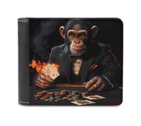 Casino Chimpanzee Playing Cards Bifold Wallet PU Leather Credit Card Holder Wallets Slim Front Pocket Money Clip